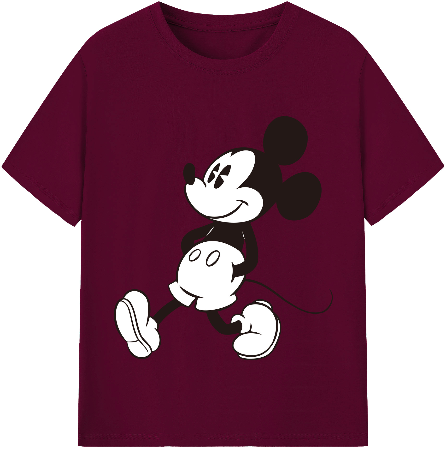 （画像用） ミッキーマウス Mickey Mouse レディースカジュアルプリントTシャツ（綿100％）